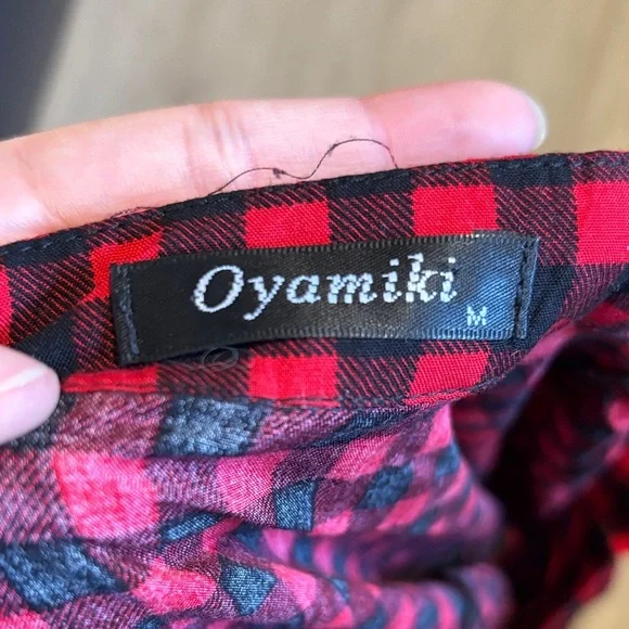 Oyamiki Red and Black Checkered Women's Top - Picture 2 of 4
